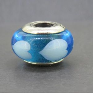 Pandora Retired Blue Hearts Murano Glass Charm